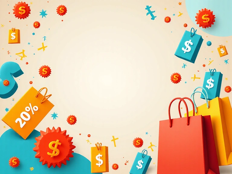 Vibrant and modern banner for a coupon website, showcasing exciting deals, no text.