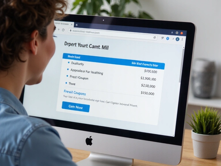 Illustration of a person making an online purchase with a coupon applied