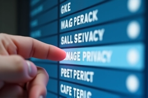 A person clicking 'manage privacy settings' on a digital screen.