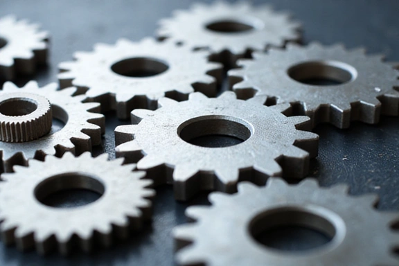 Multiple gears interlocking, representing collaboration and partnerships.